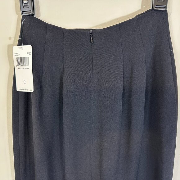 Black Silk Maxi Lined Skirt High Front Slit Skirt Women's Size 2P NWT - Picture 3 of 11